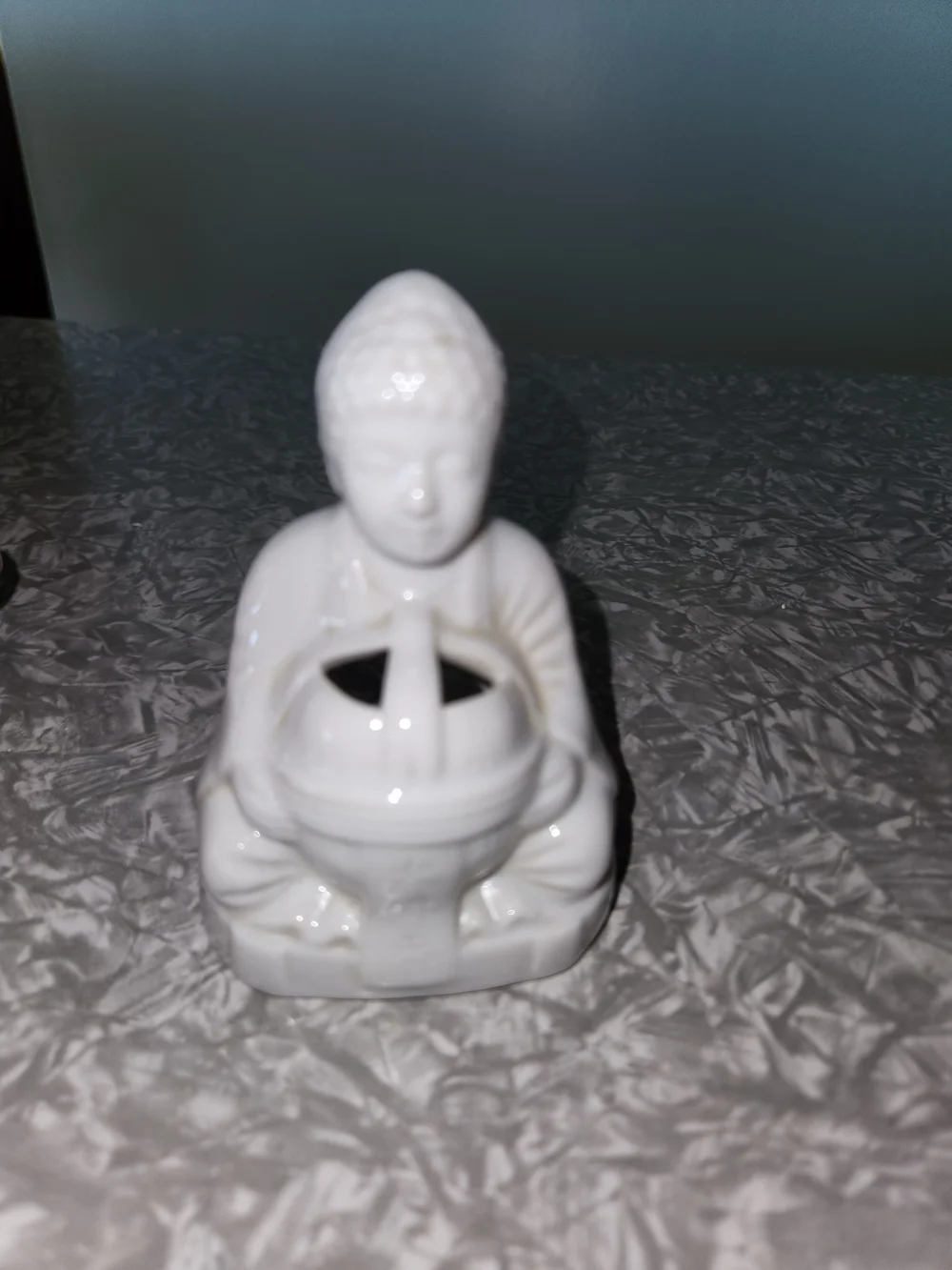 Source Unknown White Ceramic Buddha Candle Holder